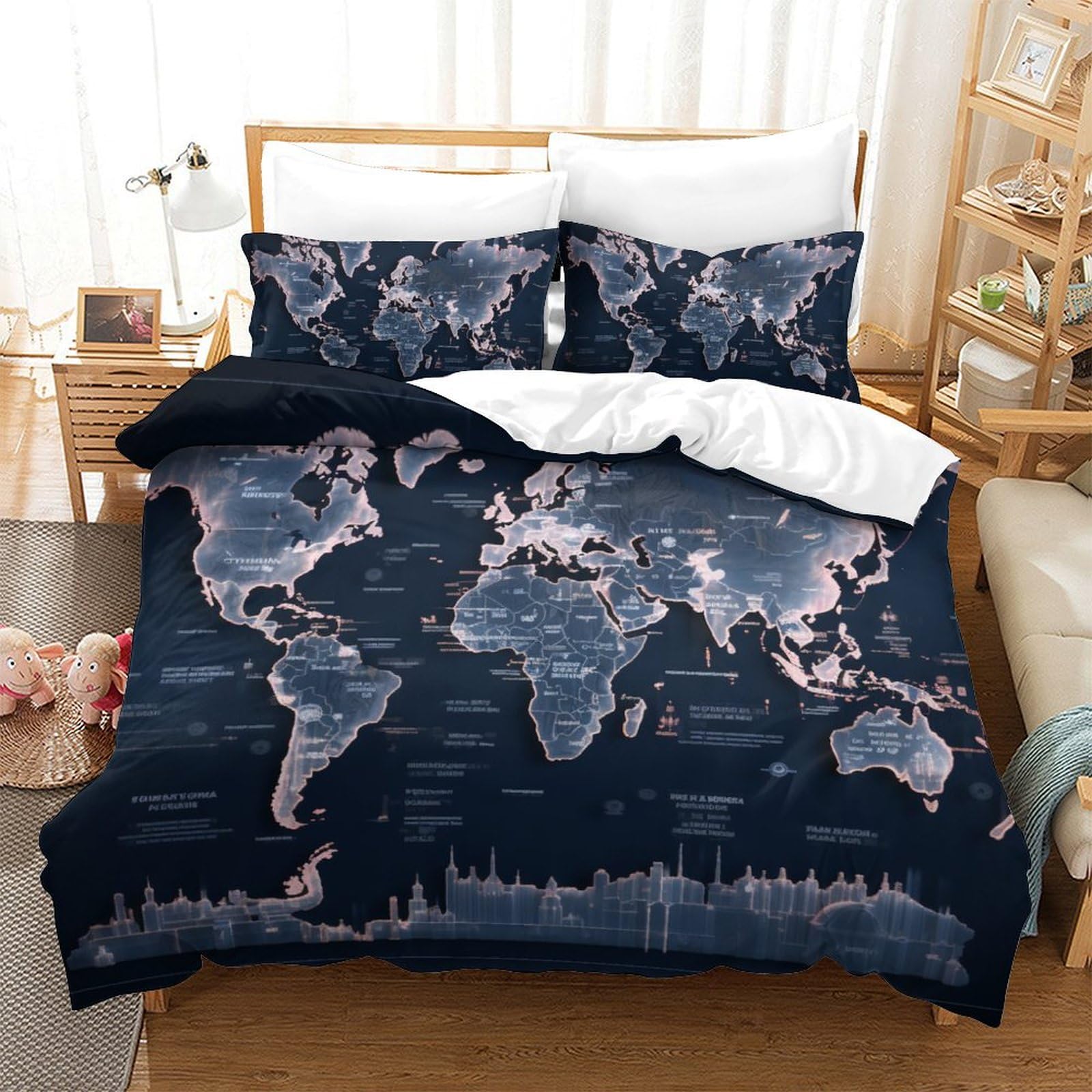 Housse couette haute qualité 3 pièces finitions soignées 200x200