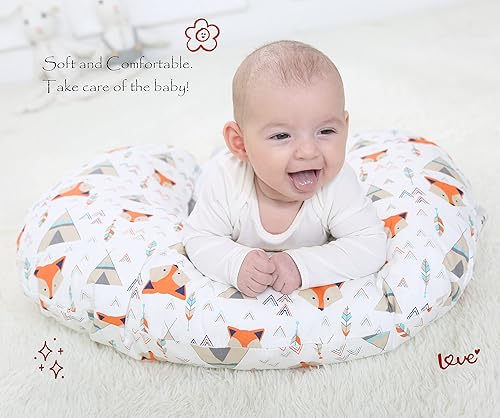 Miniatura 6 de LAT - Almohada de lactancia para lactancia materna, funda extraíble 100% algodón, almohadas ergonómicas para lactancia materna para mamá y bebé,