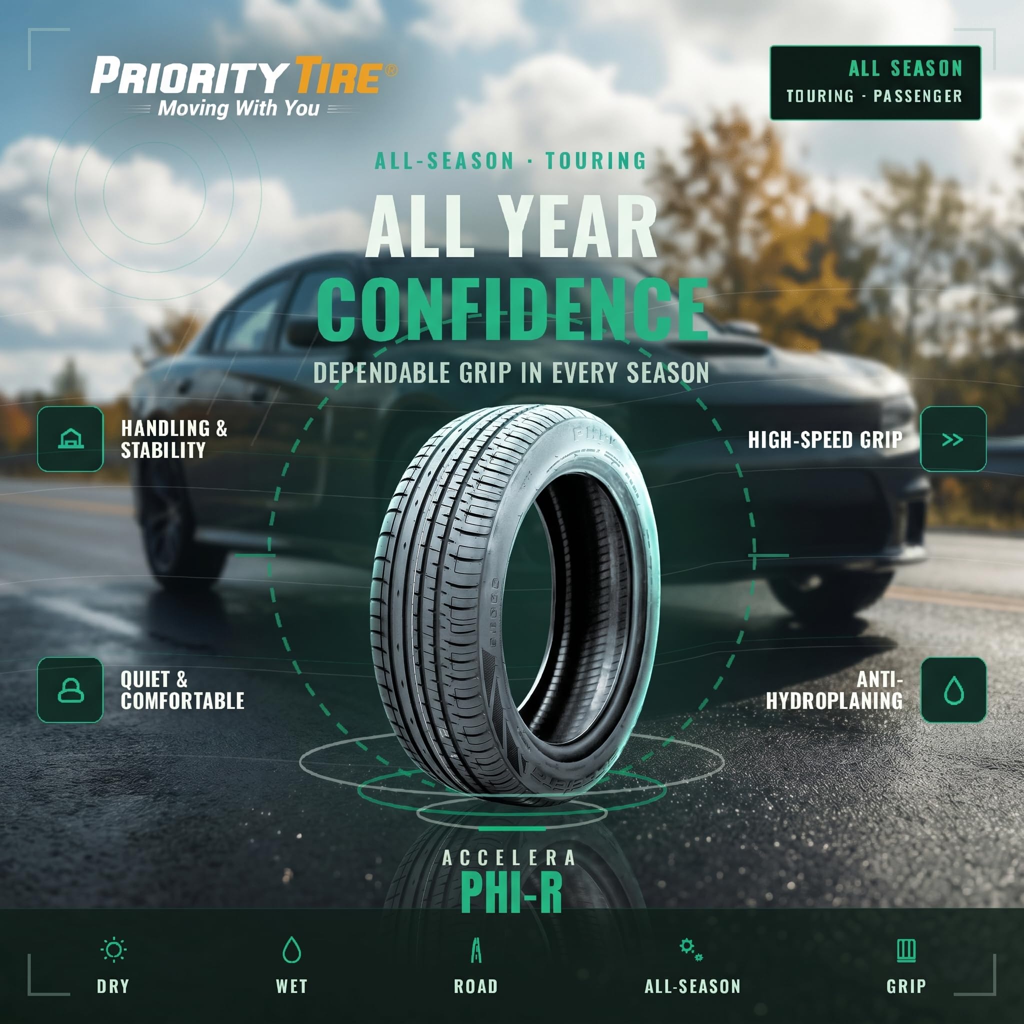 Amazon.com: Accelera Phi-R All-Season Passenger Car High