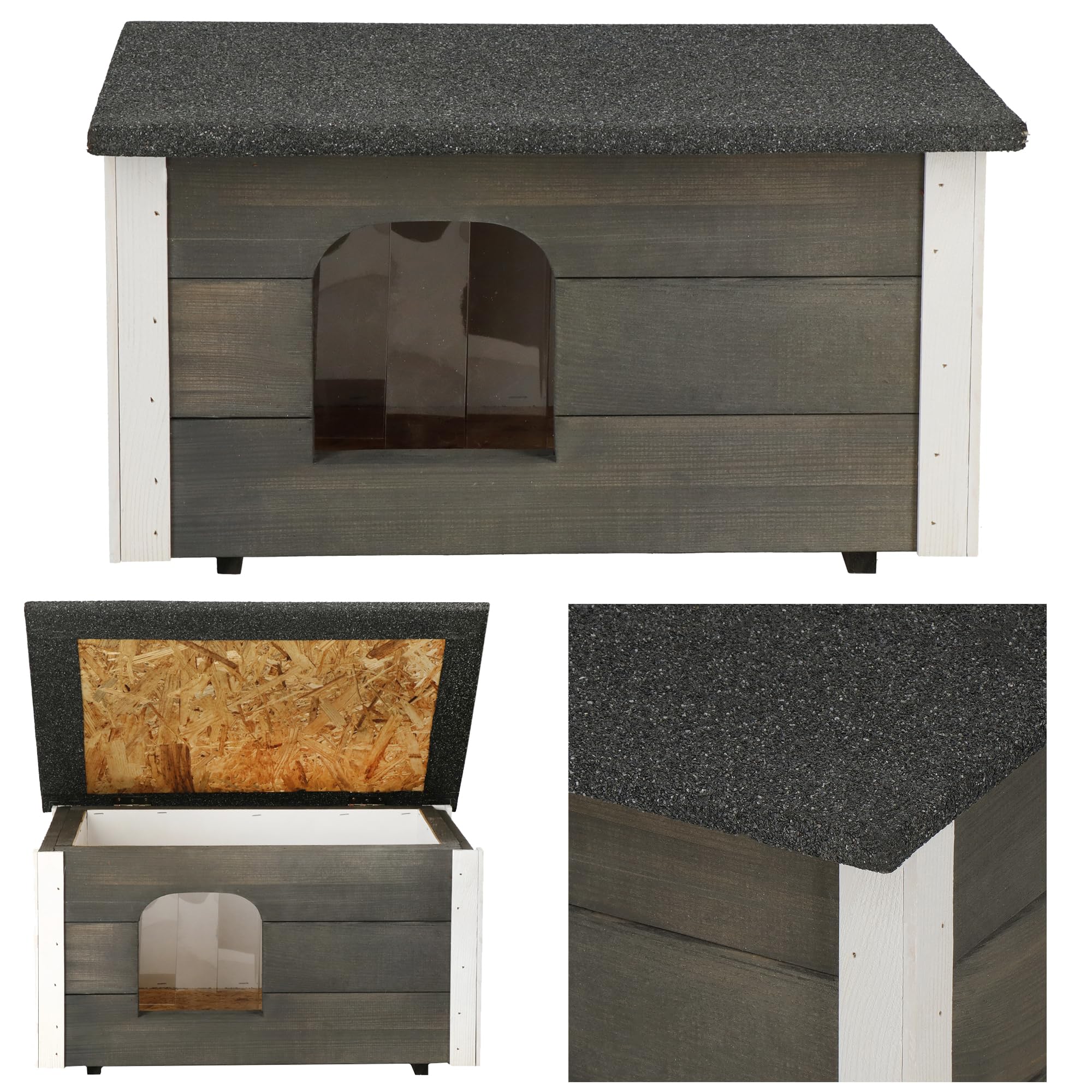 SPRINGOS Casa para gatos de madera, 39 x 54 x 30 cm