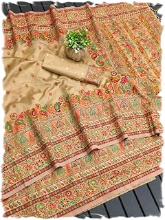 Panzora Woman's Pasmina Silk Weaving Work Saree With Blouse Piece Price In India