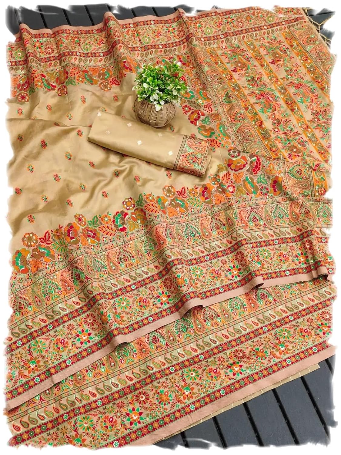 Panzora Woman's Pasmina Silk Weaving Work Saree With Blouse Piece - Review, Price and Buying Guide