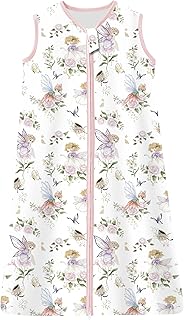 Chilsuessy Sommerschlafsack Baby Schlafsack 0.5 Tog Kleine Kinder Schlafanzug ohne Ärmel für Sommer und Frühling 100% Baumwolle, 0.5 Tog/Garten, 110/Baby Höhe 110-125cm
