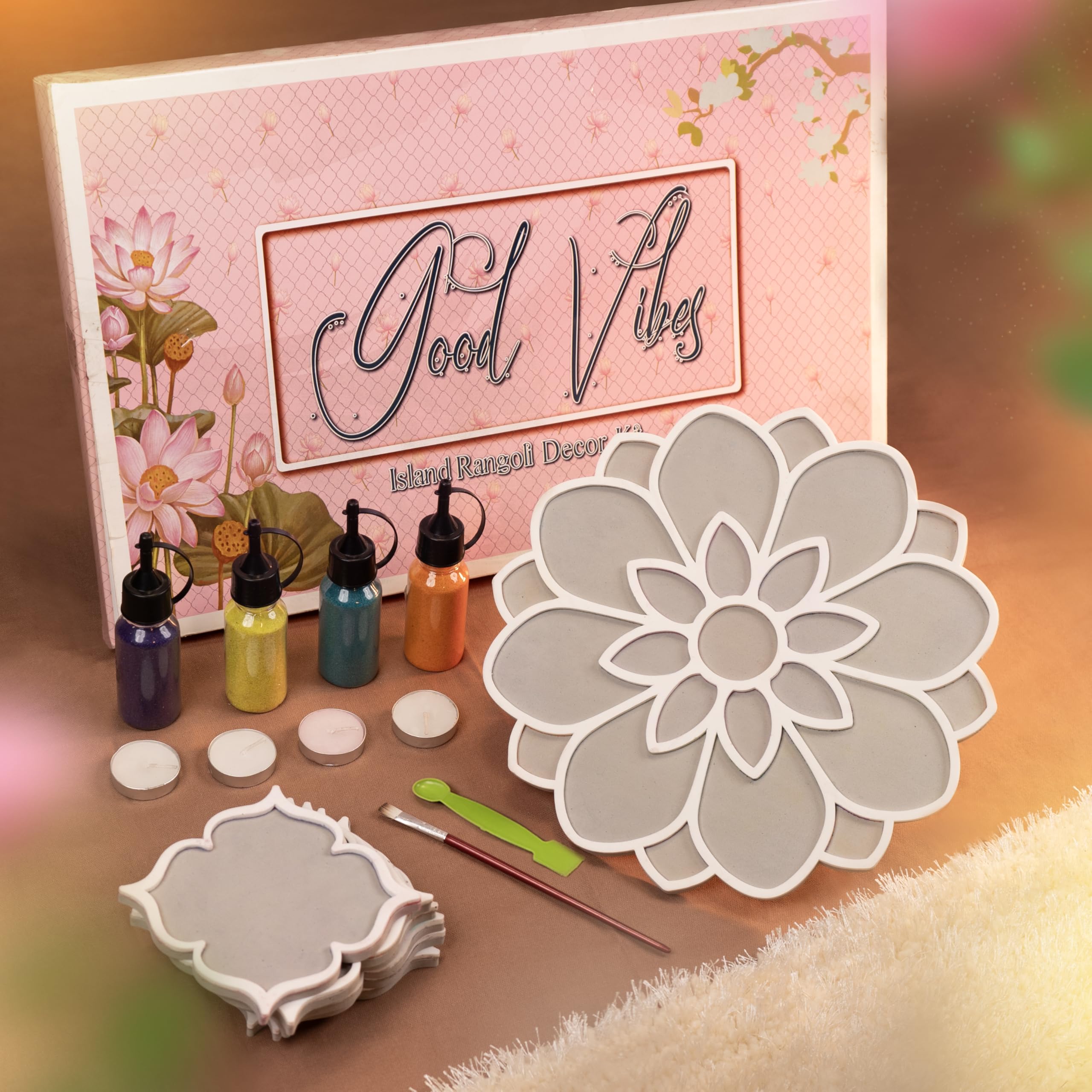Decodesk Island Rangoli Good Vibes - Gift Box Edition | Template for Every Occasion | Gift Hamper