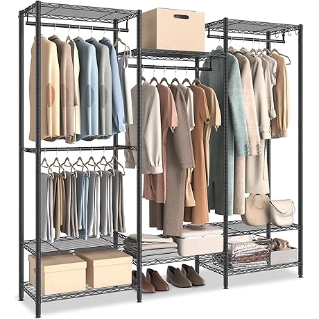 SONGMICS Portable Wardrobe Closet Heavy Duty Clothes Rack, Freestanding Closet Organizer, Metal...