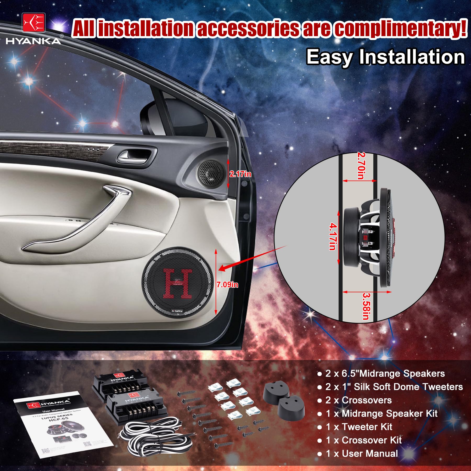 Amazon.com: H YANKA HCP-65 6.5 Component Car Speakers, 800 Watt