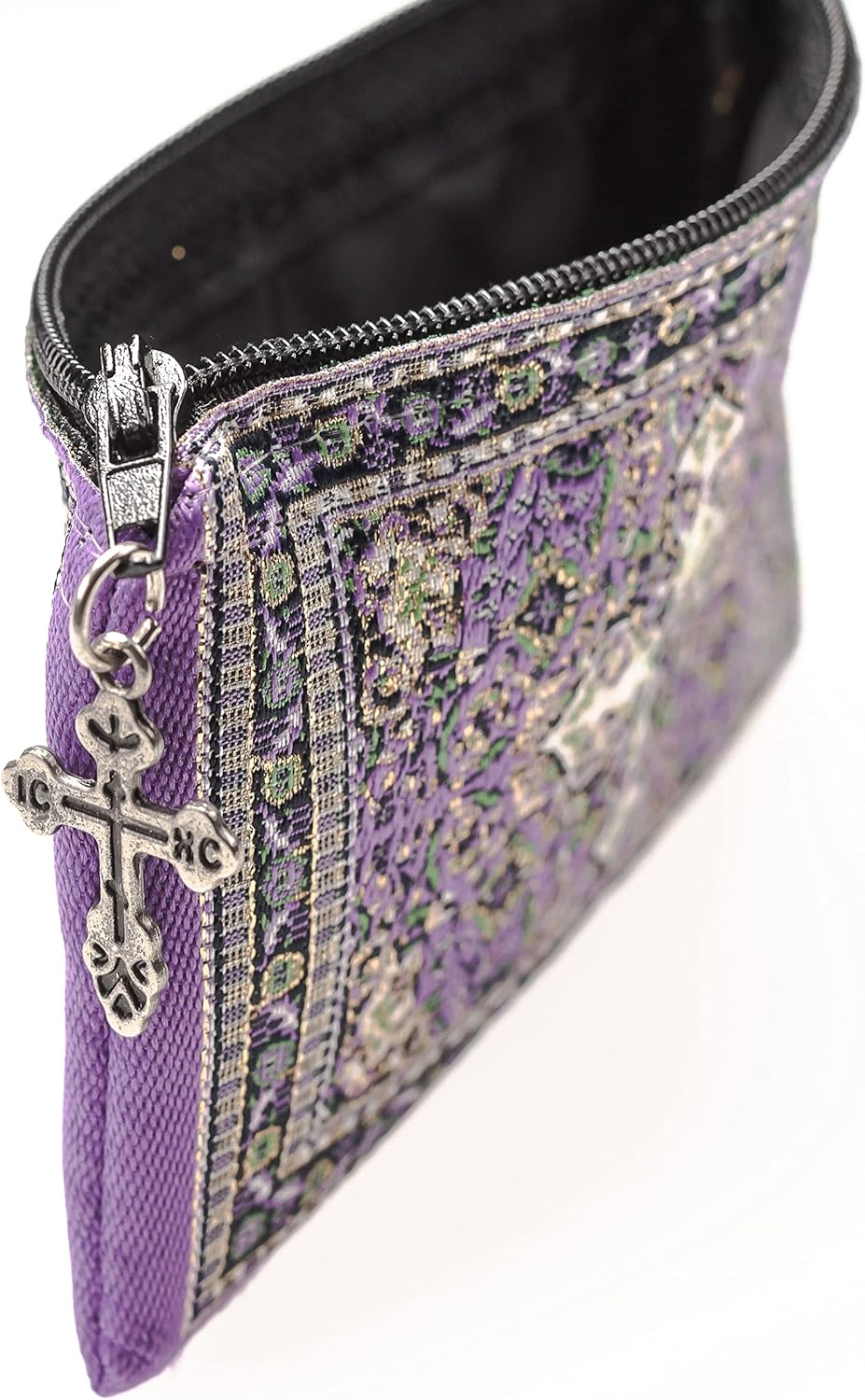 Intercession Hand-Woven Rosary Pouch, Made in Turkey with Premium Metallic Thread (Purple - Small) - Image 3
