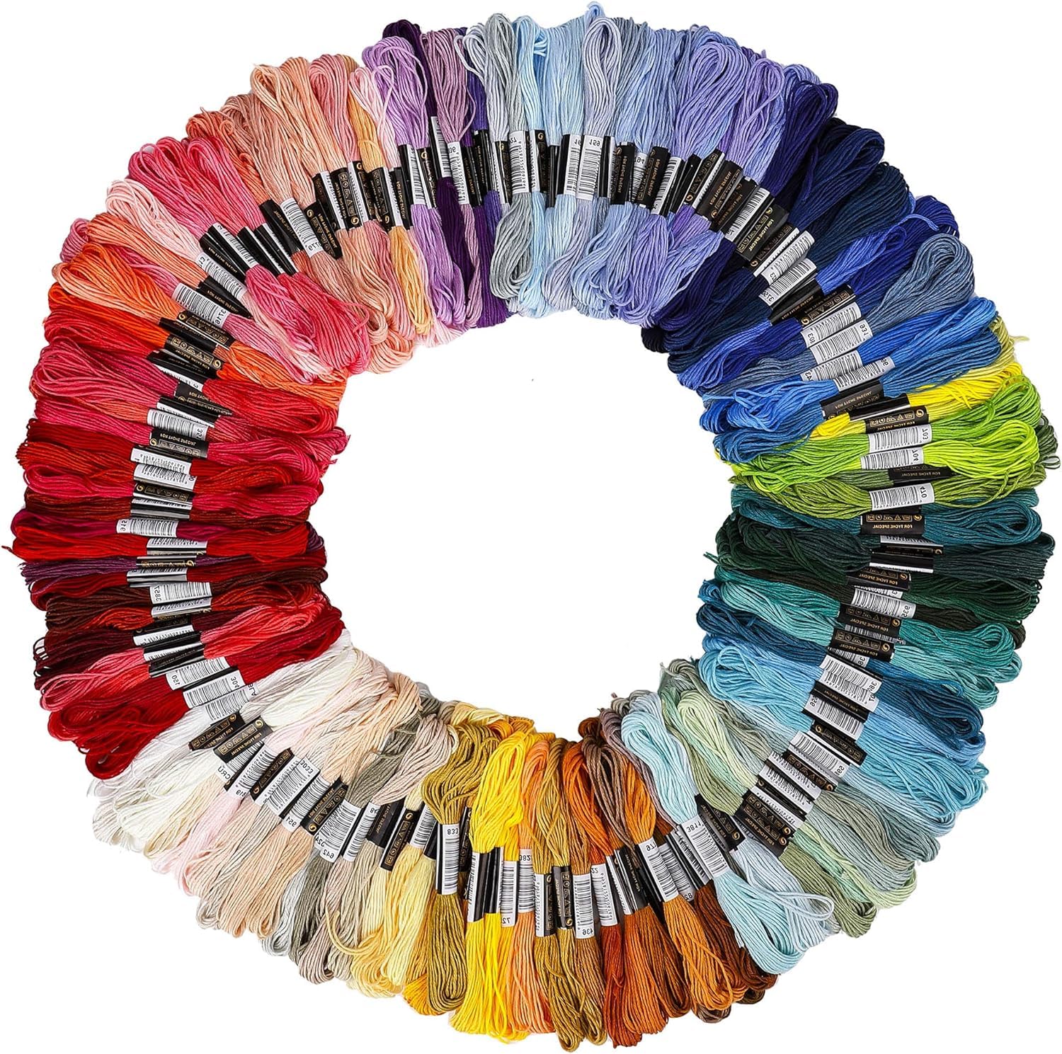 Stickgarn aus Baumwolle, Embroidery Floss in Regenbogenfarben Perfekt für Freundschaftsbänder, Kreuzstich, Stickerei, Freundschaftsbänder, Basteln (150 Farben)