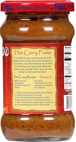 Miniatura 4 de Pasta de curry Rani CALIENTE (pasta de especias) tarro de vidrio de 10.5 onzas (10.58 oz), paquete de 5+1 GRATIS  Sin colores  Todo natural  Sin OMG