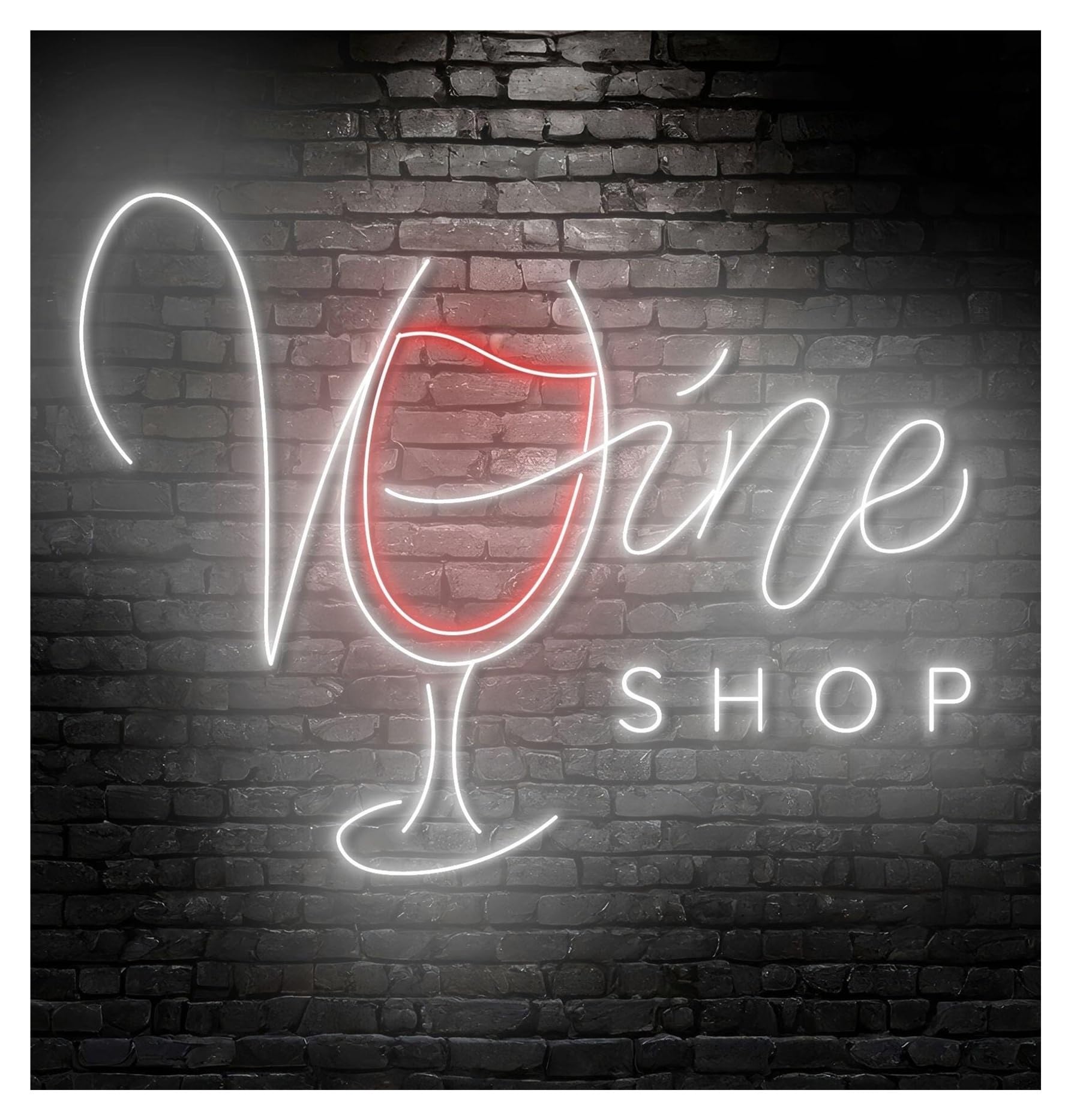 Hanging Art Neon Signs "Wine Shop"Neon Sign Drink Bar Pub Liquor Store Home Wall Decor Storefront Window Display Business Entrance 50cm