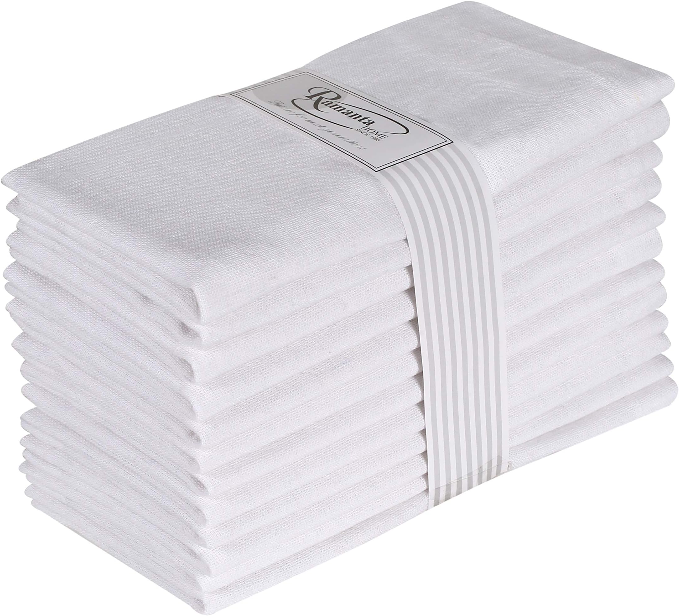 Gratico White Dining Cloth Napkins Set of 12 100 cotton