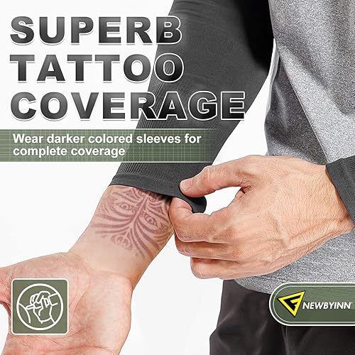 Miniatura 4 de Newbyinn Mangas de brazo de protección solar UV para hombres, mujeres y jóvenes, manga refrescante para cubrir el tatuaje del brazo, cubierta de