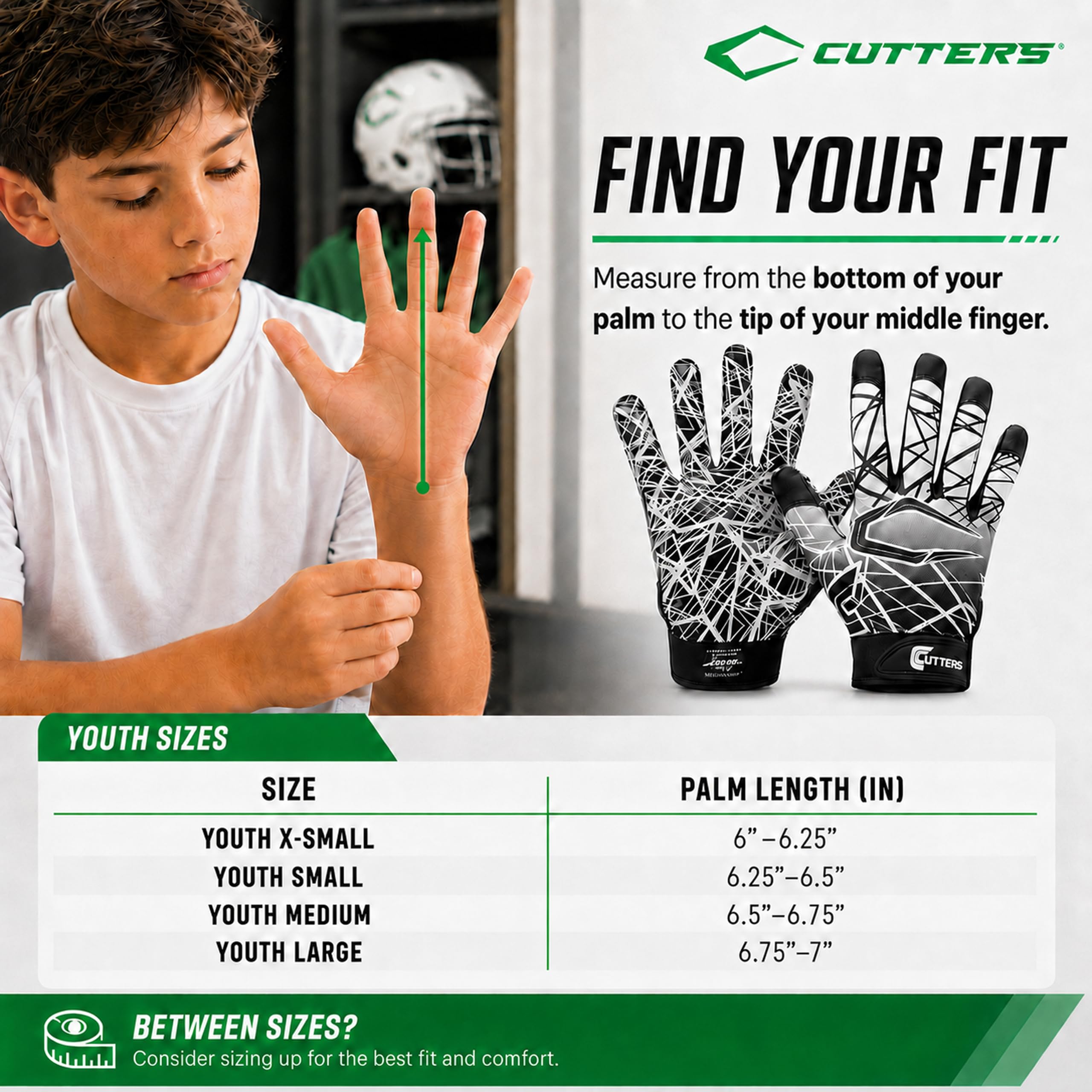 Guantes de fútbol en silicona, talla para jóvenes y adultos, 1 par, de Cutters.