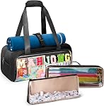 Yarwo 3 PCS Mahjong Bag Empty, Clear Mahjong Tile Set Bag with Game Mat Buckle and Sewn Chenille Letter, Zippered Game Storage Case for Mahjong Tiles, Racks & Pushers, Pink(Case Only)