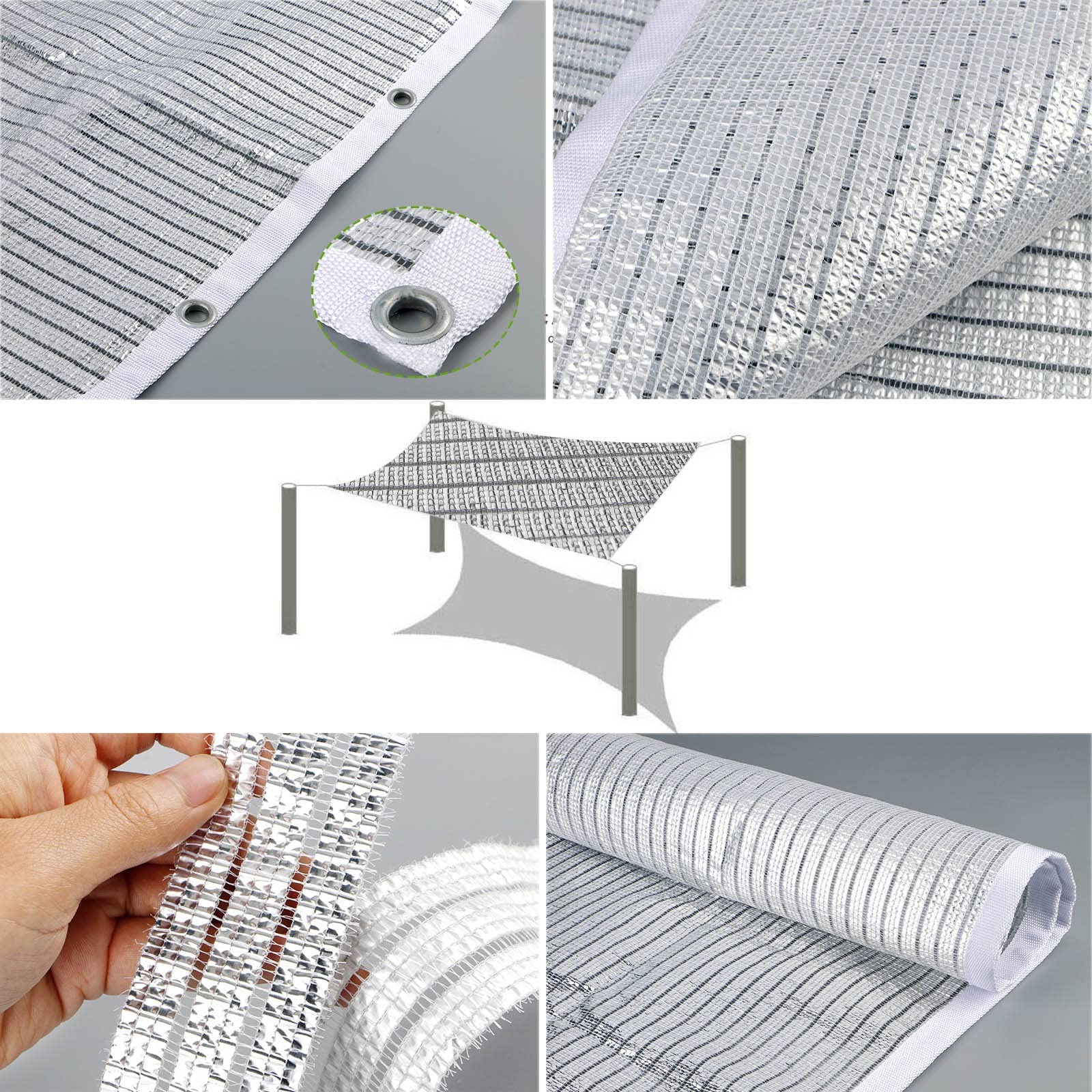 Toldo Con Ojales Transpirable Lámina De Aluminio Lona Exterior, Multifunción Protección Solar Rayos 75％UV Fácil De Plegar Permeablepara, Protección De La Privacidad Toldos Para Jardin ( Size : 3x3m )