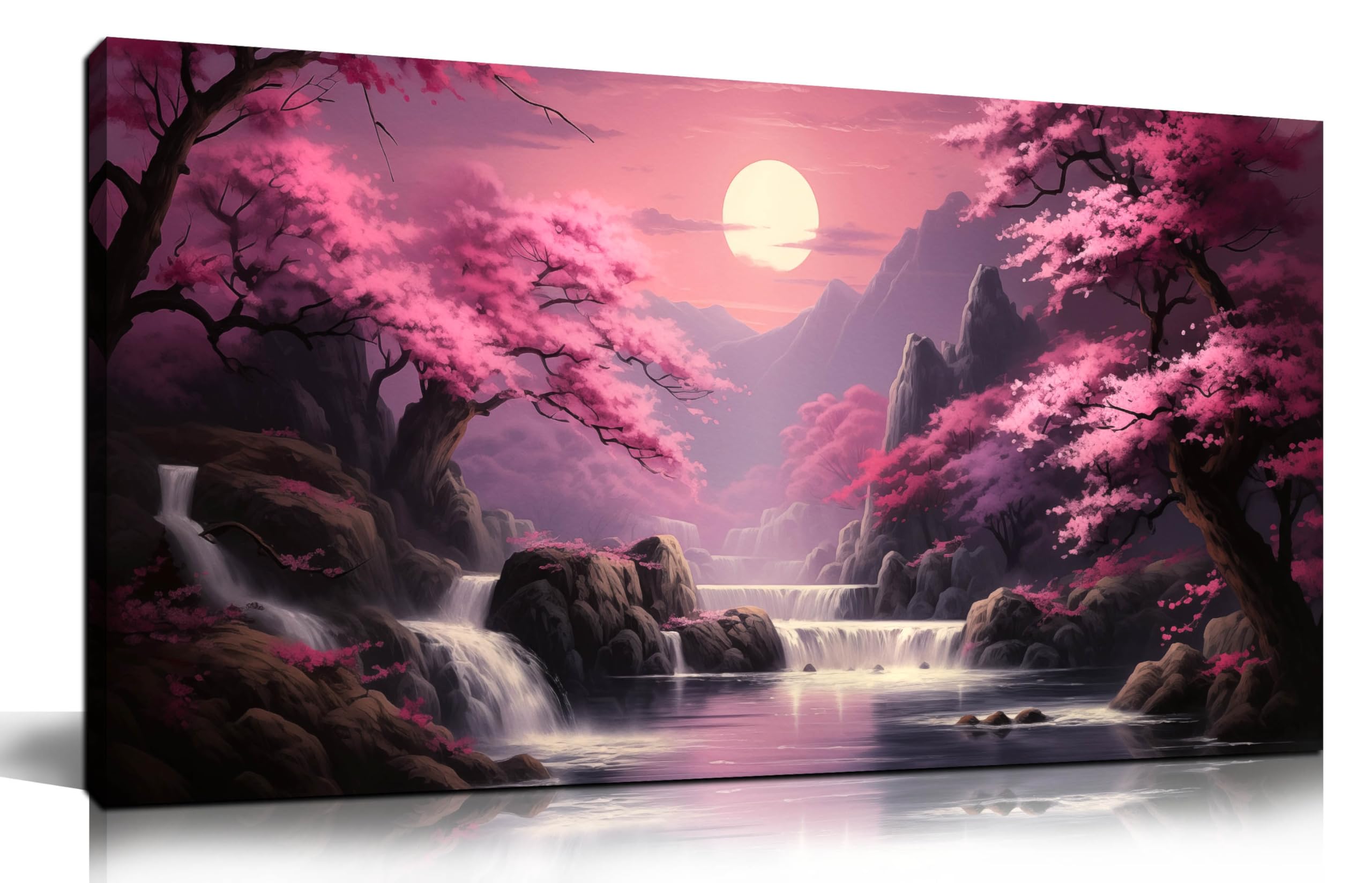 Pink Horizon（ピンクホライズン）テクスチャーアート流木スタンド３点 Amazon.com: Landscape Wall Art for Living Room Bedroom Office Pink