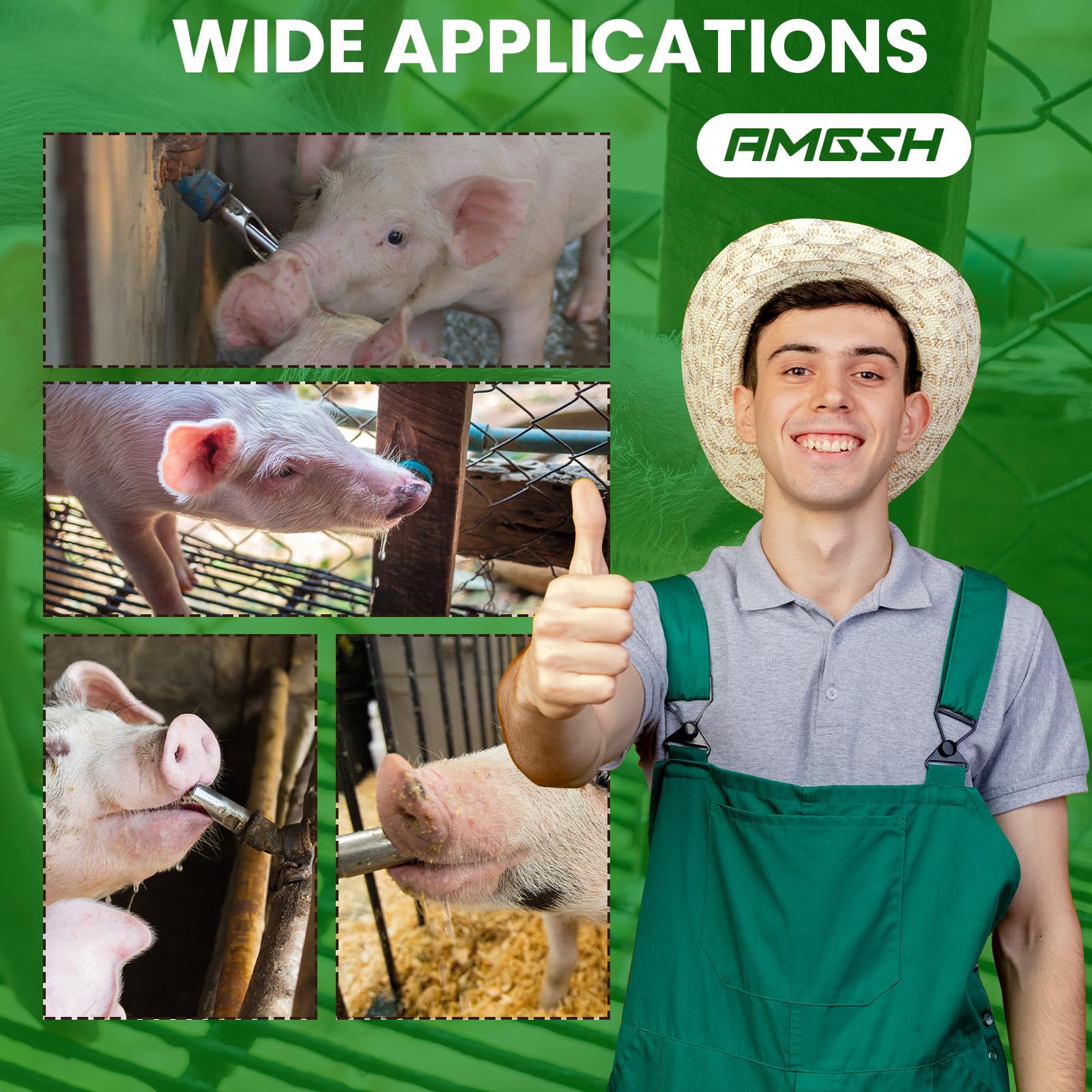 20 Stück Schweine-Bewässerungsnippel, NPT 1,27 cm, Edelstahl, automatische Schweine-Nippel-Trinker, Feeder, Schweine-Bewässerung, für Sauen und Ferkel