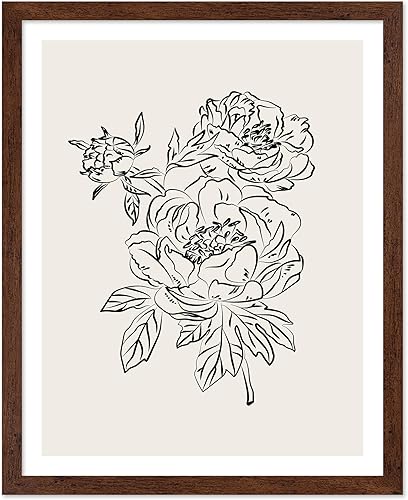 Miniatura 67 de Poster Master Póster de peonías – Estampado de flores retro – Ilustración floral – Ilustración en blanco y negro – Diseño de línea y abstracto –