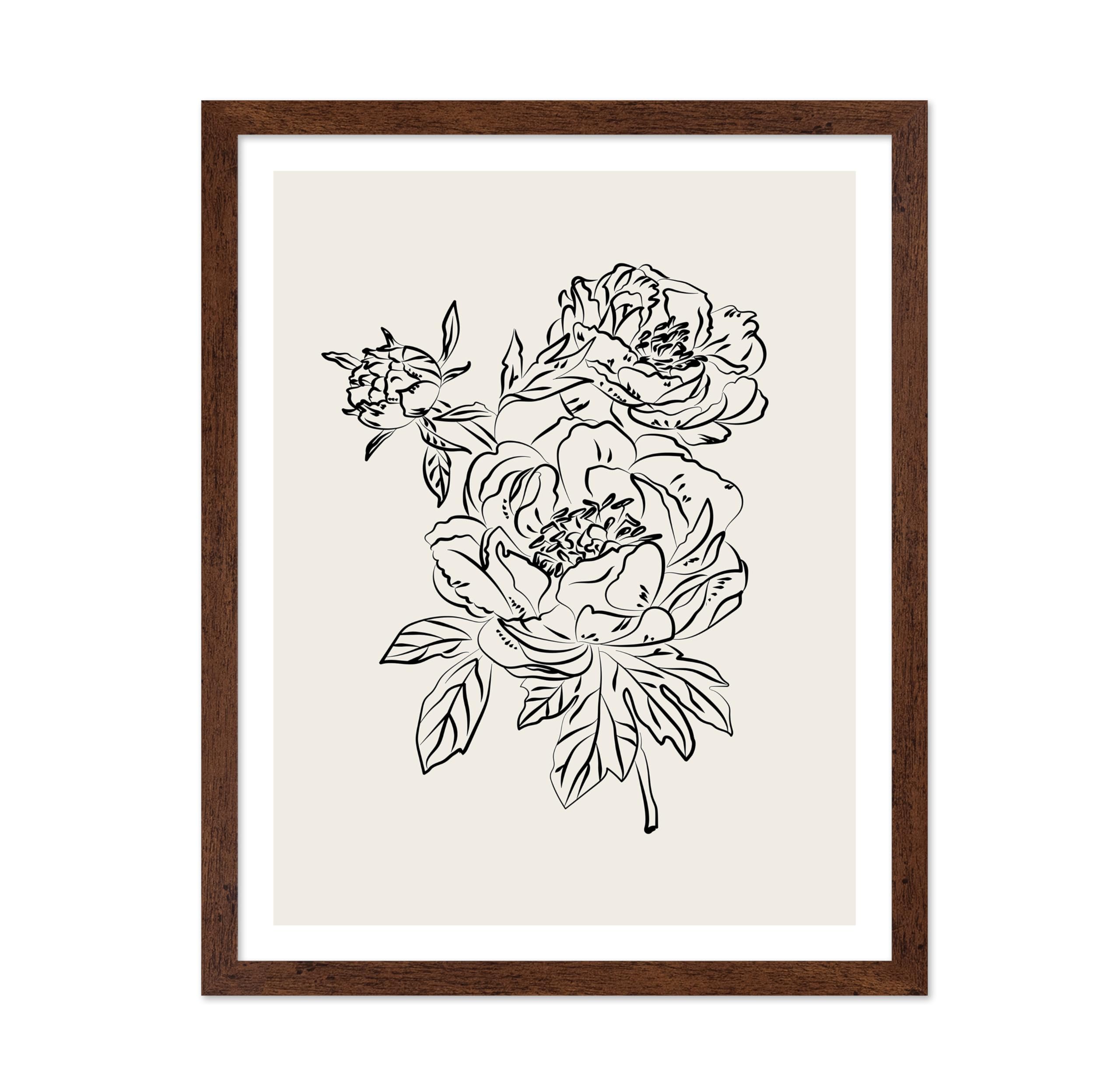Poster Master Peonies Poster - Retro Flower Print - Floral Illustration - Black & White Illustration - Line & Abstract Design - Chic Boho Art - Flower