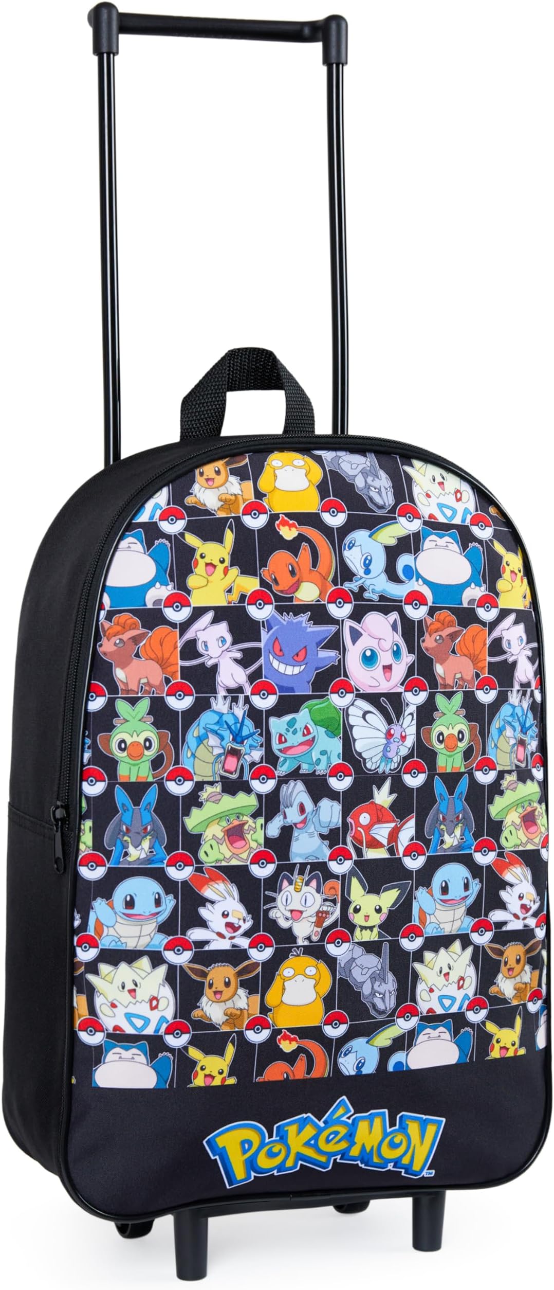 Pokemon Kids Foldable Trolley Suitcase 39 x 27cm, 10.5 litres 2 Wheels Extendable Handle (S/39cm -10.5L, Black AOP)