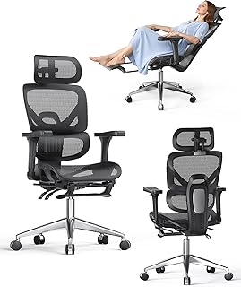 naspaluro Chaise Bureau Ergonomique, Chaise de Bureau à Dossier Haut en Tissu Maillé Respirant, Support Lombaire, Accoudoirs 3D et Appui-Tête Réglables, Repose-Pieds, Travail et Gaming-Noir naspaluro Chaise Bureau Ergonomique, Chaise de Bureau à Dossier Haut en Tissu Maillé Respirant, Support Lombaire, Accoudoirs 3D et Appui-Tête Réglables, Repose-Pieds, Travail et Gaming-Noir
