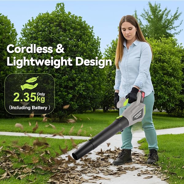 Soplador de Hojas Batería ,con 2x4.0Ah Baterías y Cargador, 132MPH, 380CFM, 3 Velocidades, con Tubo Recto y Curvo, Sopladora de Aire Potente para Jardín, Patio, Césped, Polvo y Hojas - 4