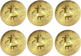 6PCS Gold Plated Bitcoin Coins,Gold Plated Bitcoin for Commemoration,Physical Bitcoin with Protective Case for Crypto Enthusiasts, Coin Collectors and Gifts