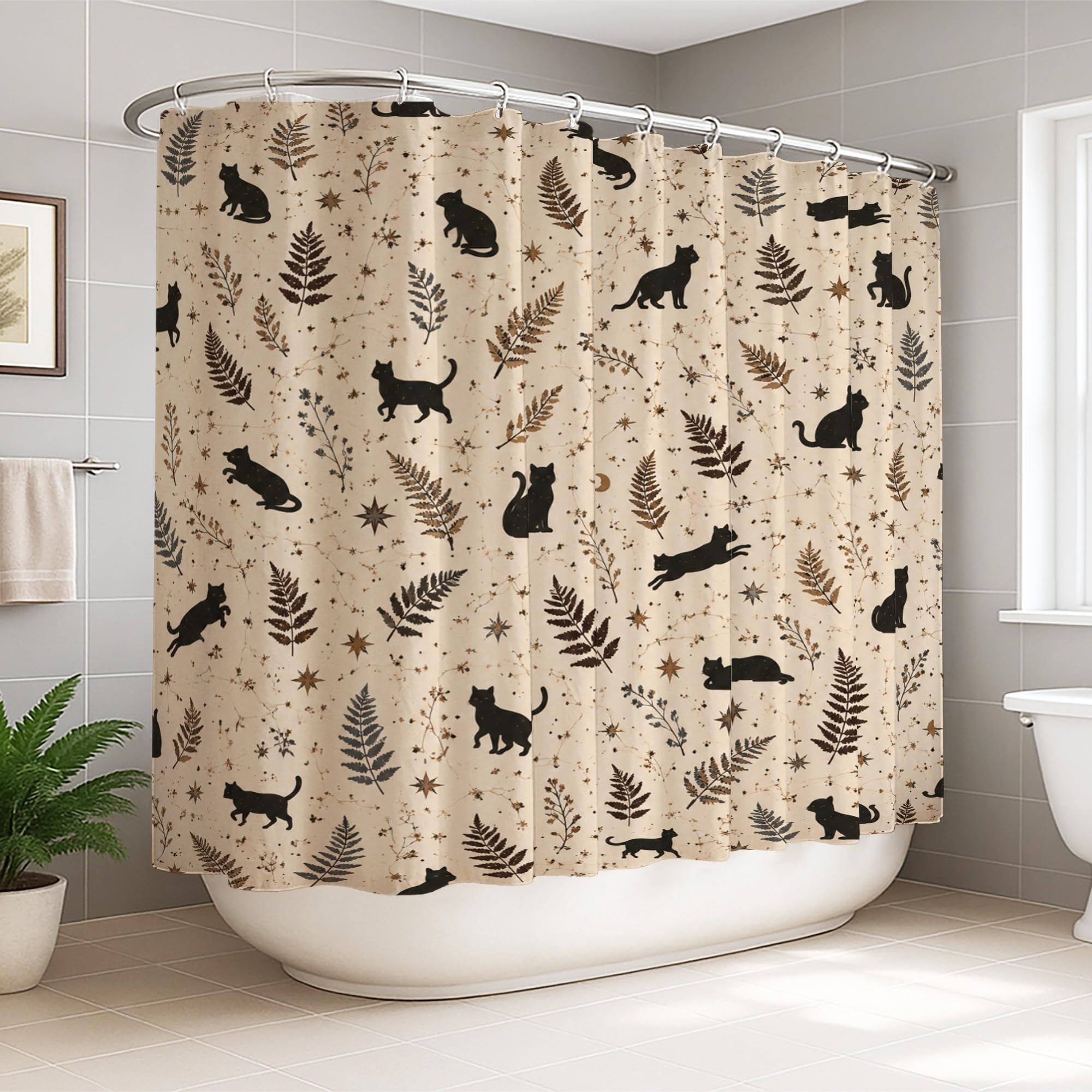 Rideau de douche chat d'automne pour ambiance cocooning hôtel