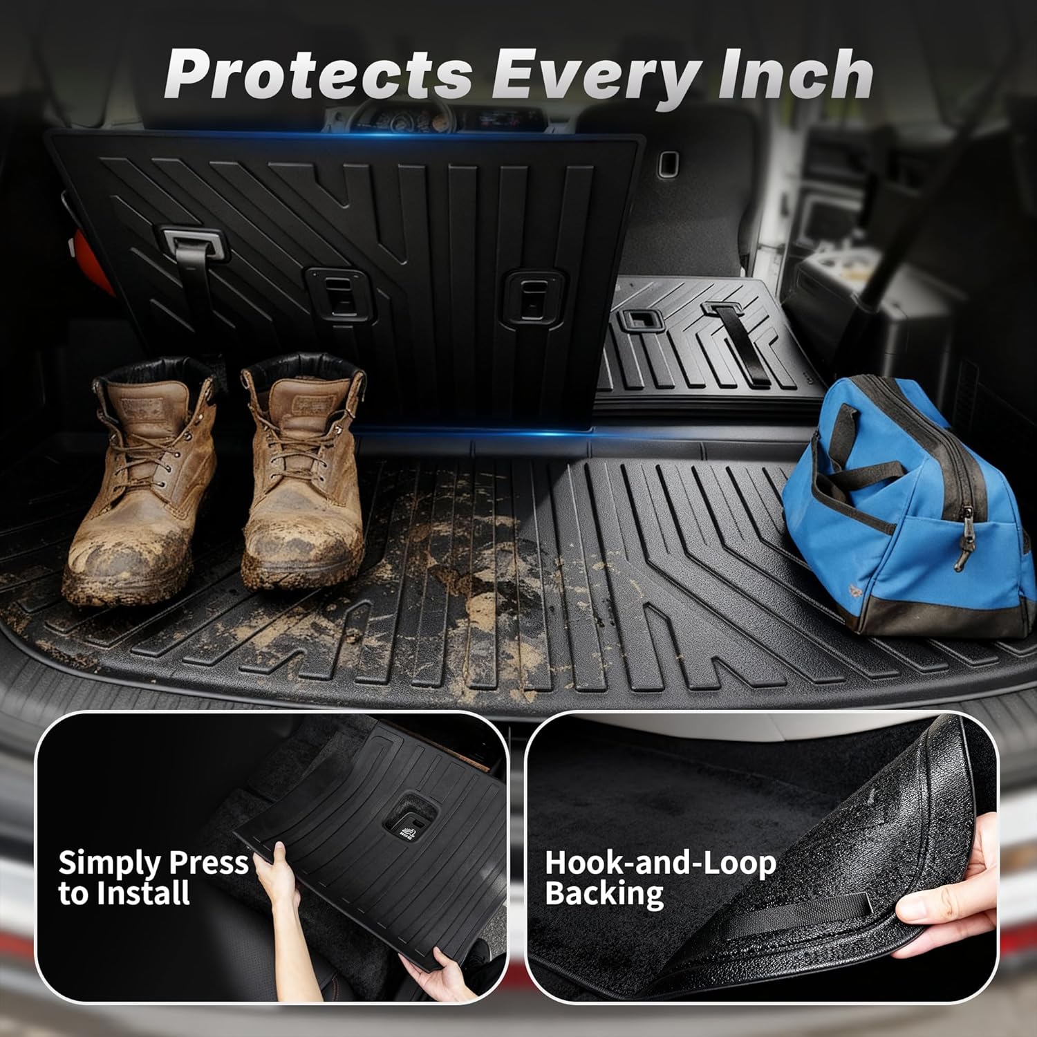 OEDRO Fit for Subaru Forester 2026 2025 Floor Mats Trunk Mat with Backrest Mat, Custom Fit TPE All Weather Floor Liners Accessories, Anti-Slip Back Seat Protector Fit for Forester, Full Mat Set - Image 5