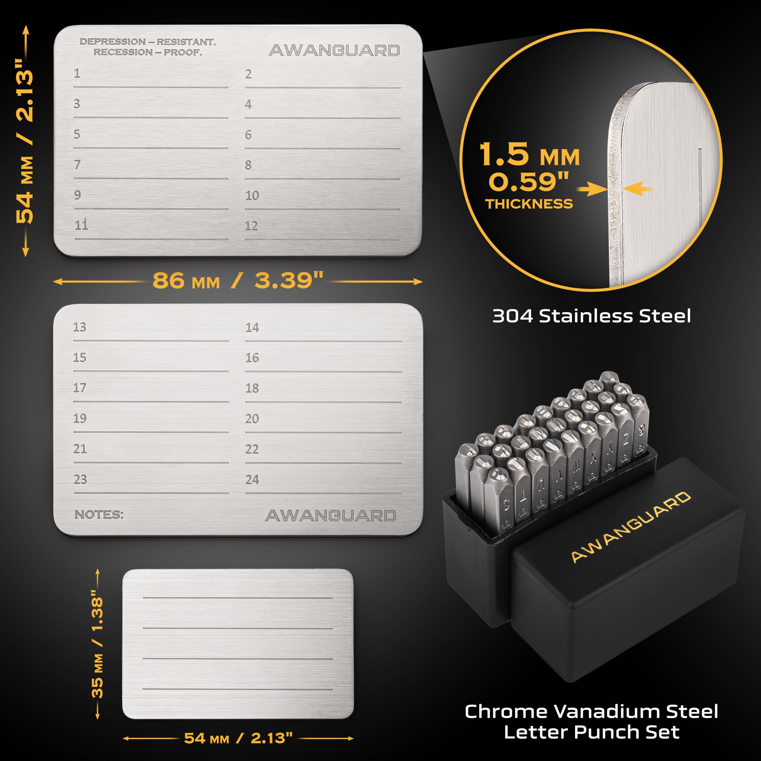 Ultimate - Portefeuille Crypto en acier Bitcoin, Mnemonic Crypto Seed Phrase Storage Plates 3x24 Backup, Compatible avec Ledger, Trezor et TOUS les Portefeuille