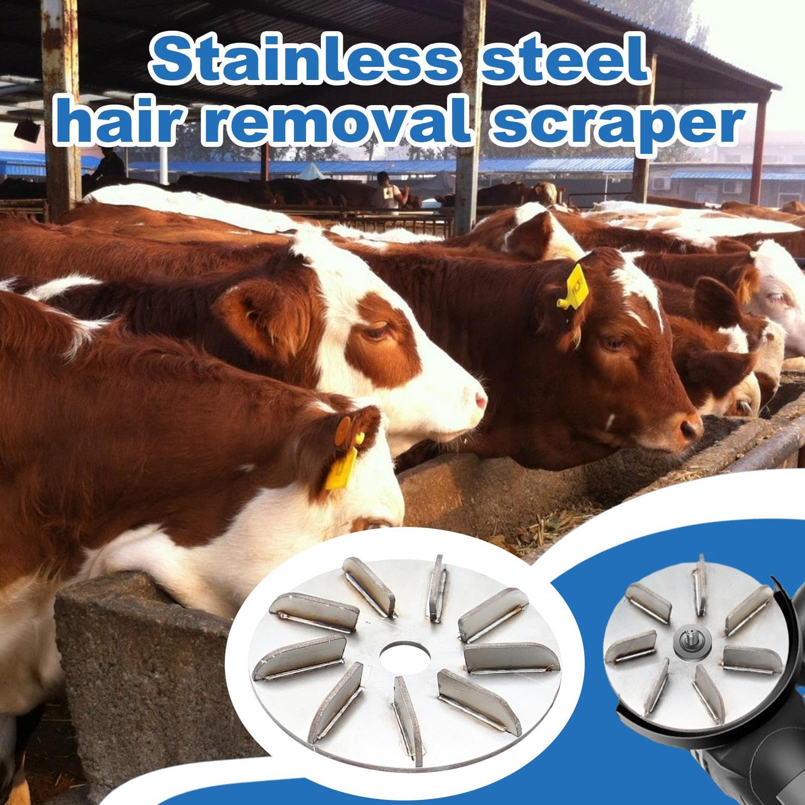Labor-Saving Pig Hair Remover | 9 Gears Stainless Steel Pigs Hairr Scraper | Multi Gear High Efficient Grooming Tool for Livestock Roosters Slaughter Factory Hen Cows Sheep