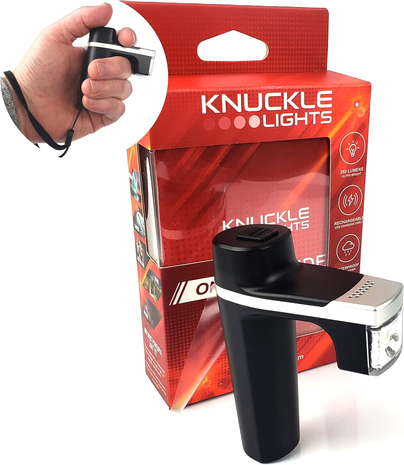 Knuckle Lights ONE Rechargeable Light for Running. Our Brightest