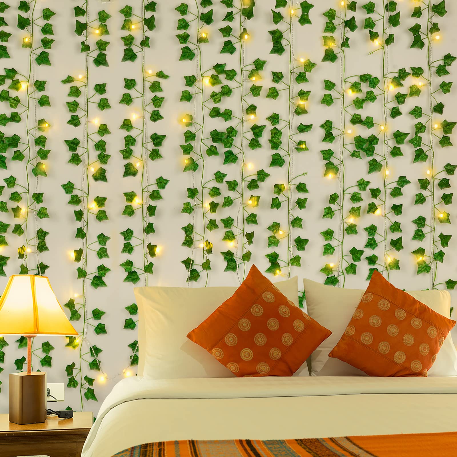 Artflower 12 Pcs 84Ft Artificial Ivy Leaf Plants Fake Ivy Leaves