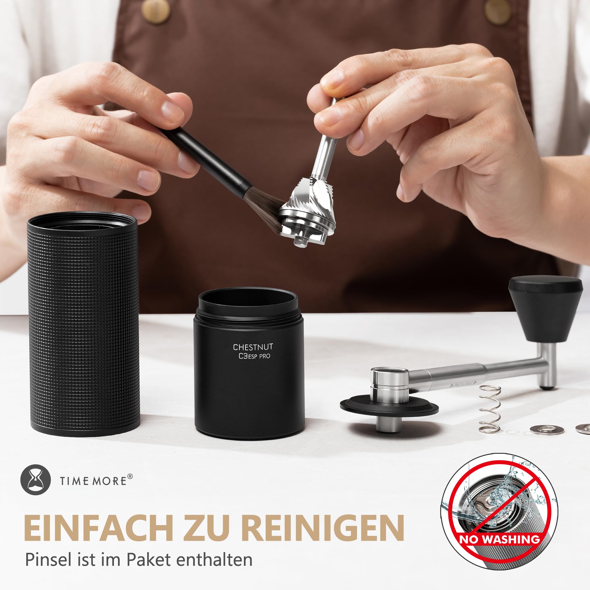 TIMEMORE Chestnut C3 ESP PRO, moulin à café manuel, corps entièrement métallique, fraise conique S2C en acier inoxydable, moulin à café manuel avec poignée pliante, pour Espresso et French Press, noir