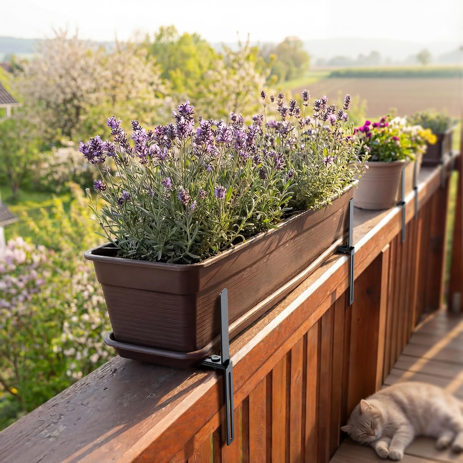 Set di 6 supporti per fioriere a forma di H, supporti per vasi da balcone senza fori Adatti per ringhiere da balcone da 1,5 a 32 cm e fioriere da 15 a 23 cm, supporto per fioriere per ringhiere