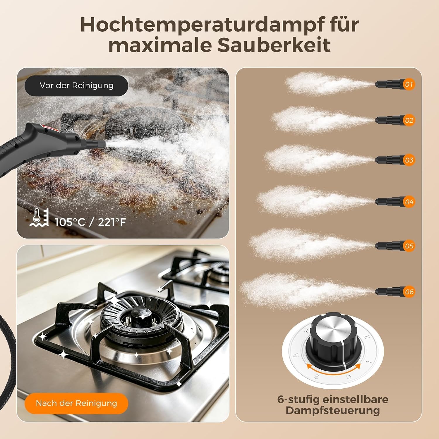 Limpiador de vapor manual para todos, limpiador a vapor de alta presión