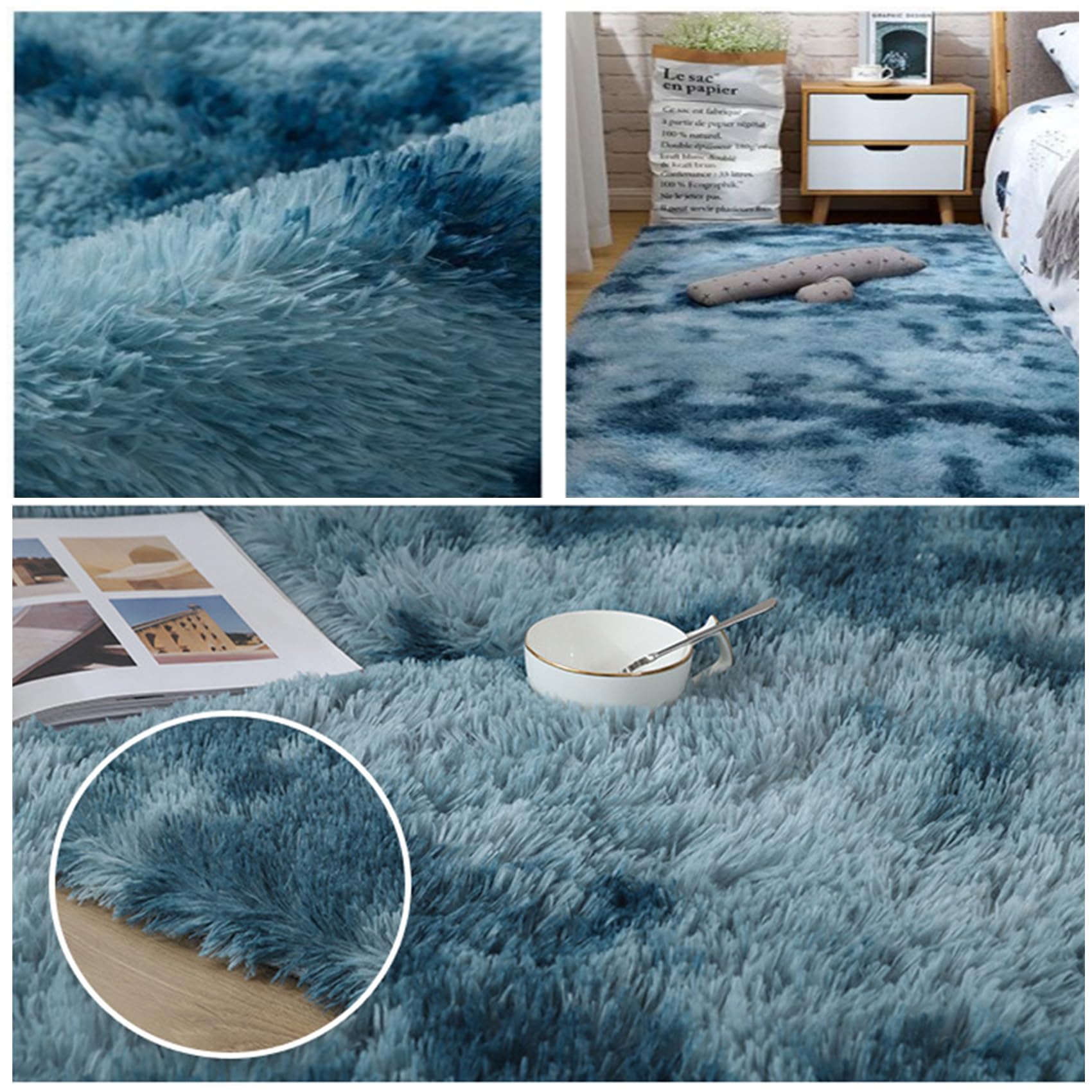 Alfombra Dormitorio 115 x 265 cm, Lavable Antideslizante, Resistente, Grandes Tamaños, Lavable en Lavadora, para Sala de Estar, Alfombra, para Sala de Estar, Azul Oscuro