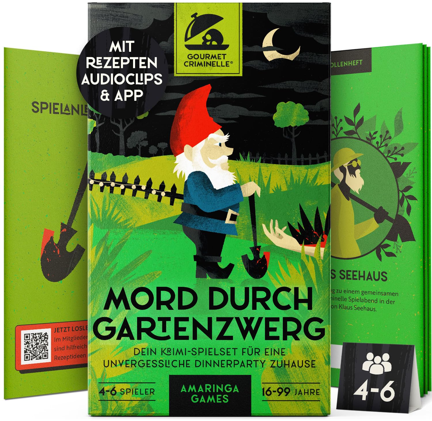 Gourmet Criminelle® Krimidinner für zuhause I 4-6 Personen I Mysteriöser Mordfall Mord durch Gartenzwerg für Deine Crime Dinner Party I Spannendes Krimi Dinner Spiel ab 16 Jahren I 4-6 Spieler