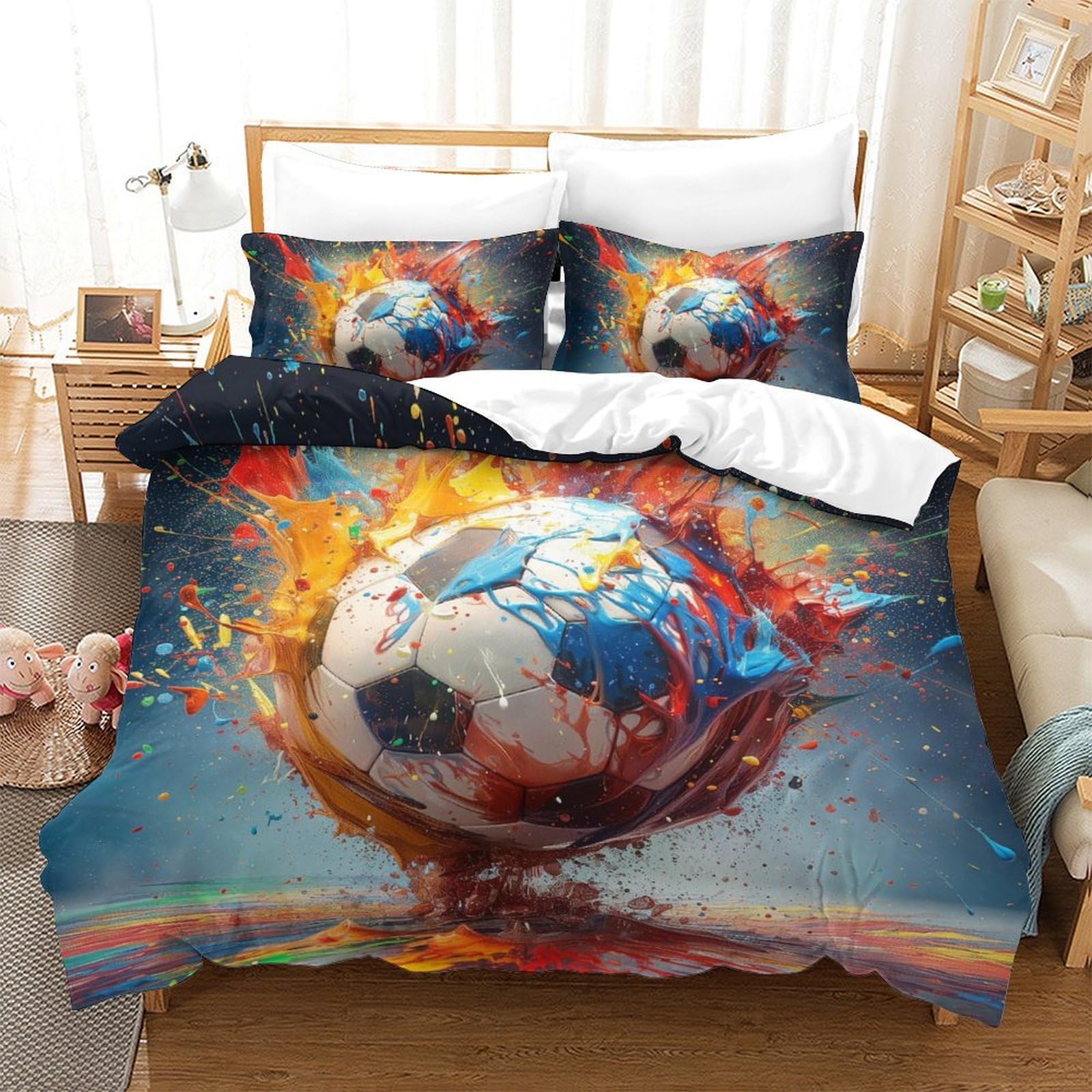Ensemble de literie football 3 pièces 200x200cm une idée cadeau idéale pour anniversaire