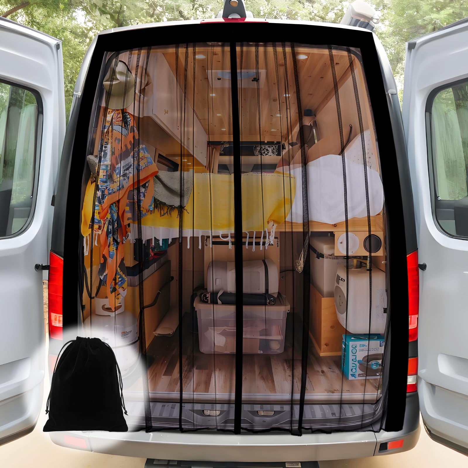 NYSLDSCO Campervan Door Bug Screen for Citroën Jumpy Dispatch (G9 K0 2007-2025 2026), Heavy Duty Mesh Panel Magnetic Closure Ventilation Accessory,165 * 165- rear door