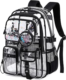 Clear Backpacks for Stadium Events Heavy Duty Clear Bookbag for School Girls Transparent Back Pack