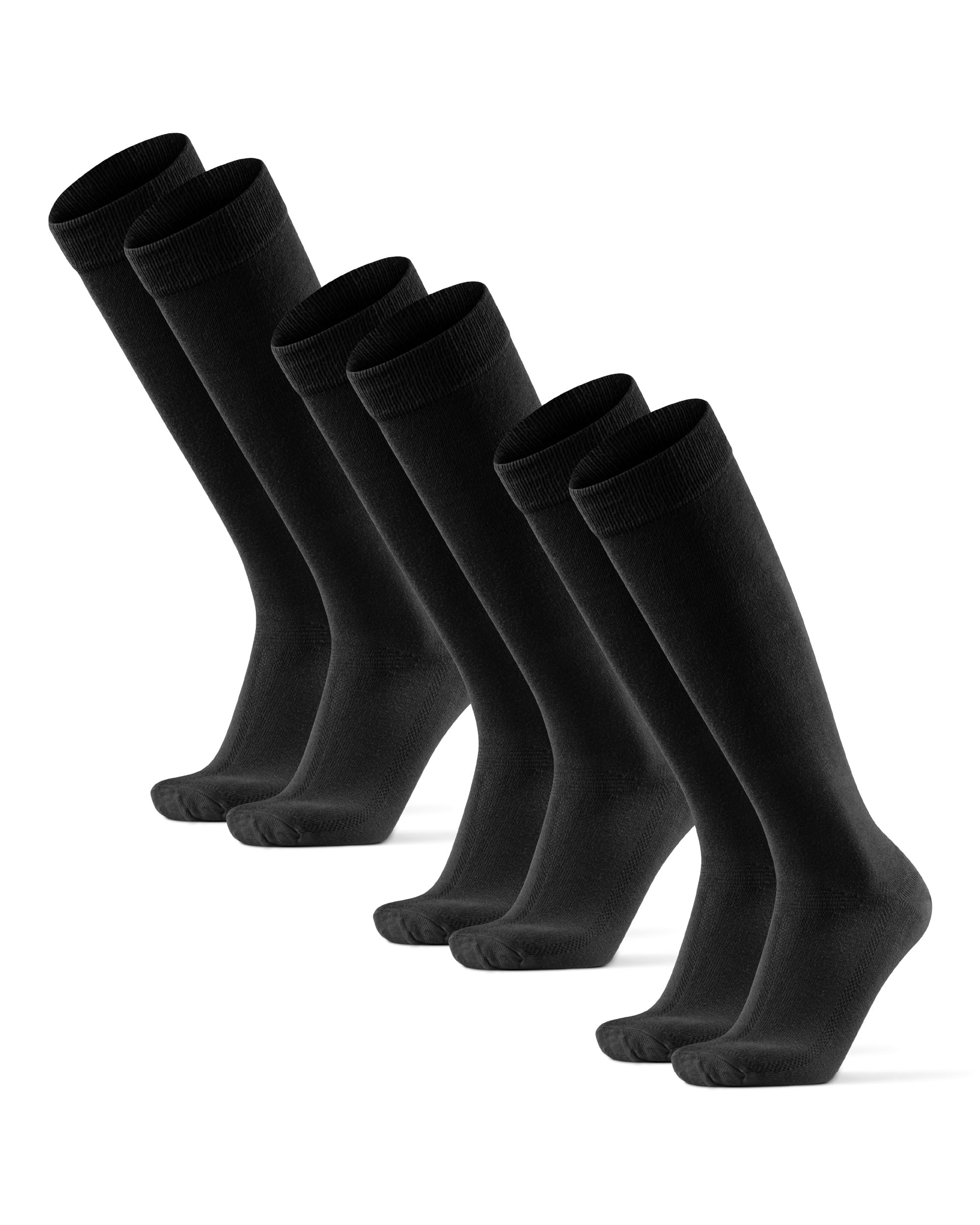DANISH ENDURANCE Calcetines de Bambú Altos, Hasta la Rodilla, Clásicos, Suaves y Transpirables, 3 Pack