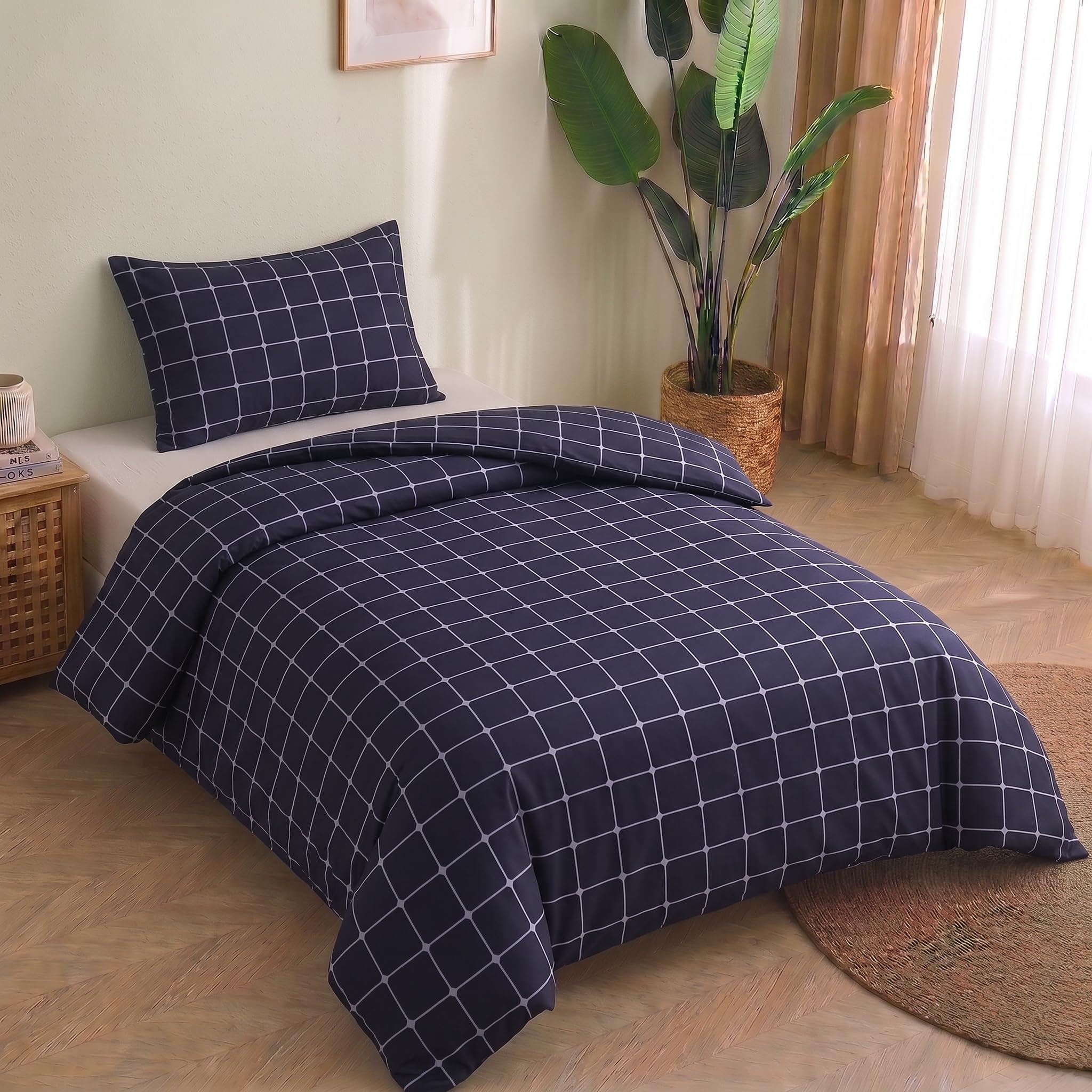 Lazzaro Single Duvet Cover Set Premium Brushed Microfiber Bedding Set | Hypoallergenic, Reversible, Zipper Closure, Ultrasoft Quilt Cover Single (135 x 200 cm), OEKO-TEX Certified, Machine Washable