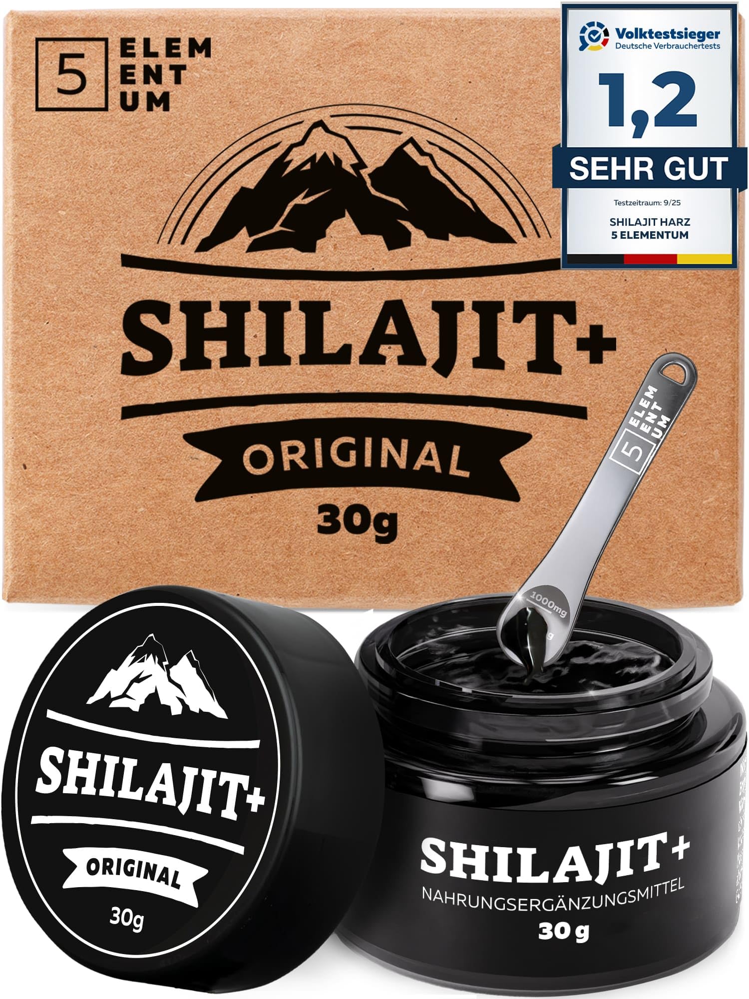 Shilajit Original Himalaya Harz – 85% Fulvinsäure – Mit 87 + natürlichen Mineralien – Reines Mumijo aus Indien – Vegan, Glutenfrei, Laborgeprüft (Eurofins) – 30 g = 60 Tage Vorrat