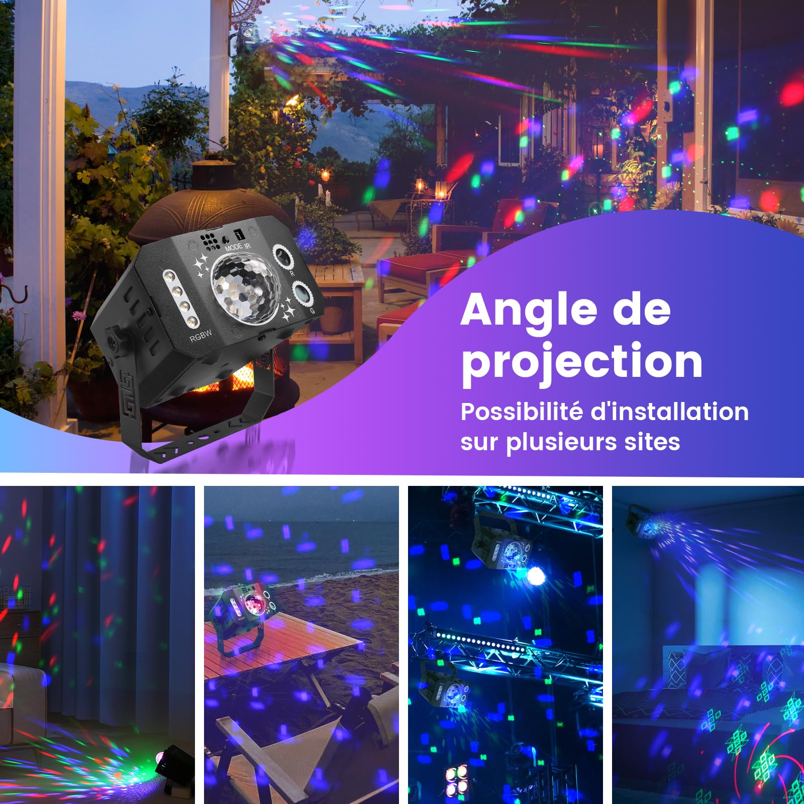JONRRYIN Lumiere Disco, 3 IN 1 Lampe Disco, Lumiere Soiree avec Contrôle de la Musique, Laser Party Light avec Télécommande et 128 Motifs pour Fêtes, Anniversaires, Pubs