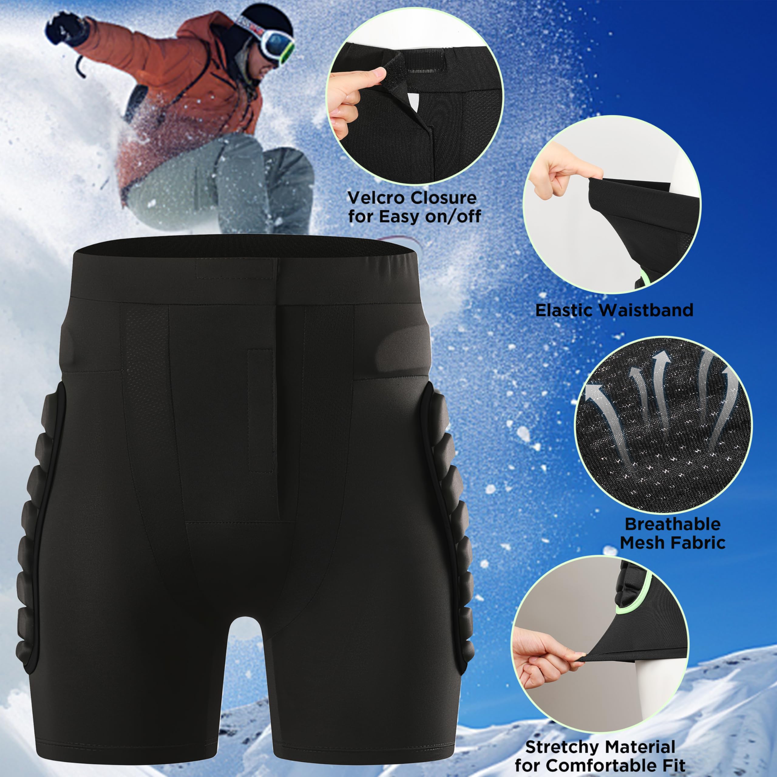 WILDKEN 3D gepolstert Schutz Shorts Hip Butt Eva Pad Kurze Unterhose Schutz Gear Guard Drop Widerstand für Ski Skifahren Skating Snowboard Radfahren