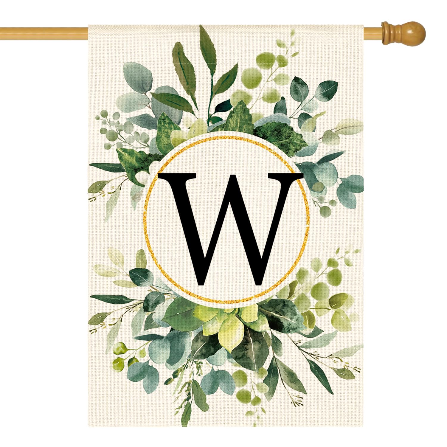 Drapeau de maison lettre W monogramme floral double face haute qualité