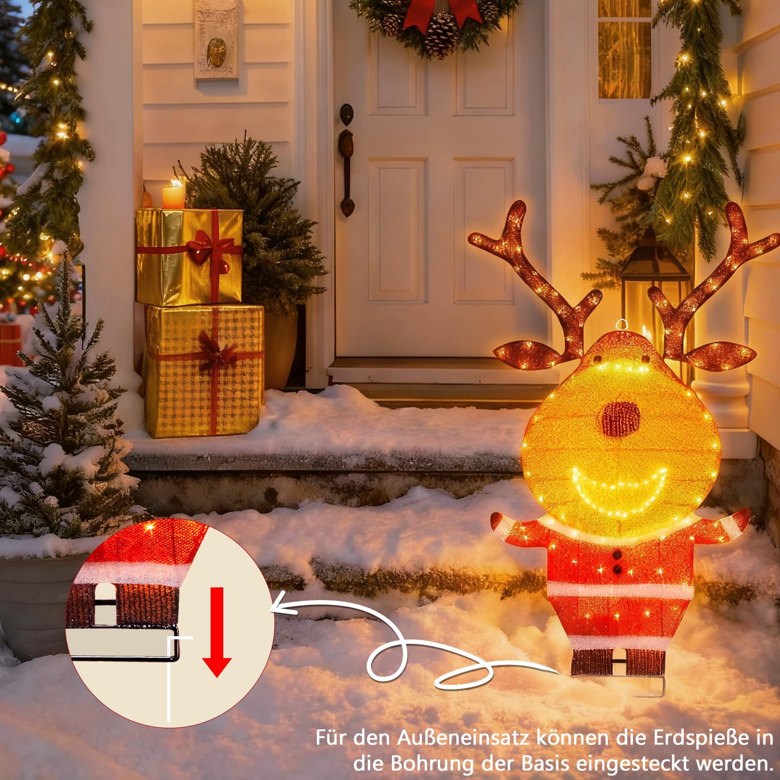Décoration lumineuse en forme de renne pour l'extérieur