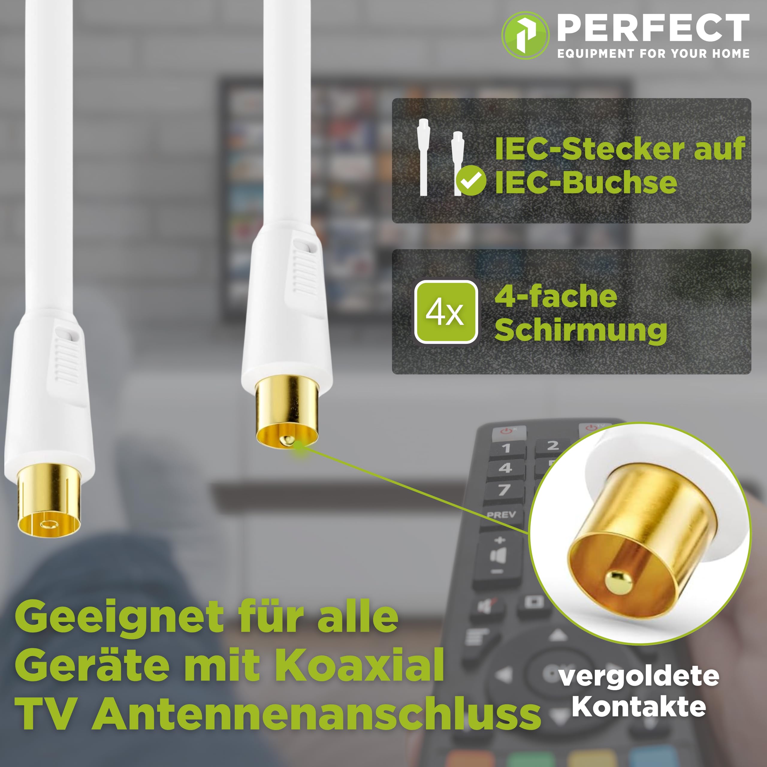 Cavo Coassiale Satellitare Perfect Antenna SAT 15m - Schermatura Quadrupla, Ferriti, Bianco, Per TV HD E Satellite - Foto 11