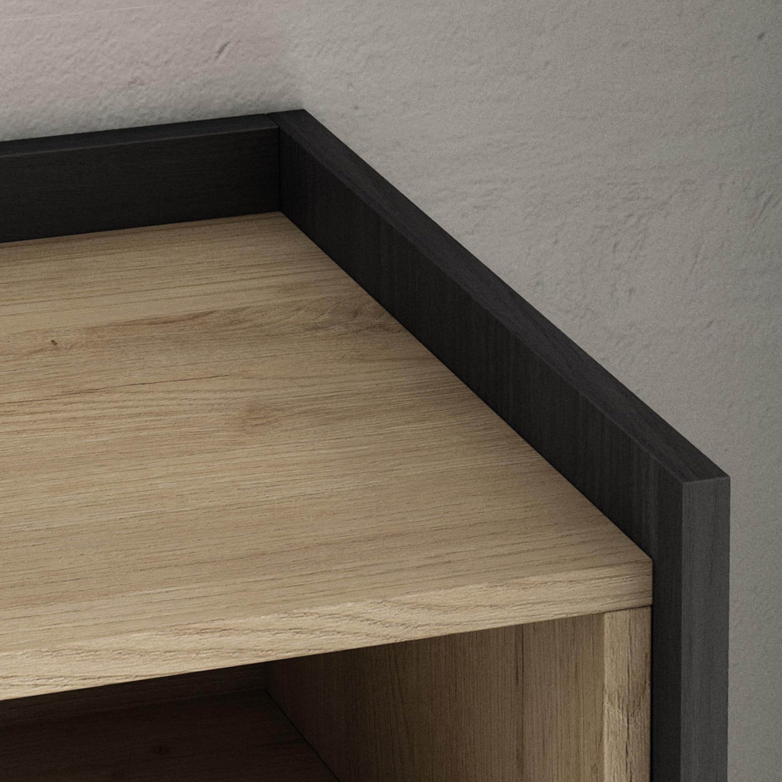 Skraut Home | Mueble TV | Muebles de salón, almacenaje | 310x50x37 cm | para televisión hasta 80" | Chimenea eléctrica | Estilo Moderno | Roble y Negro